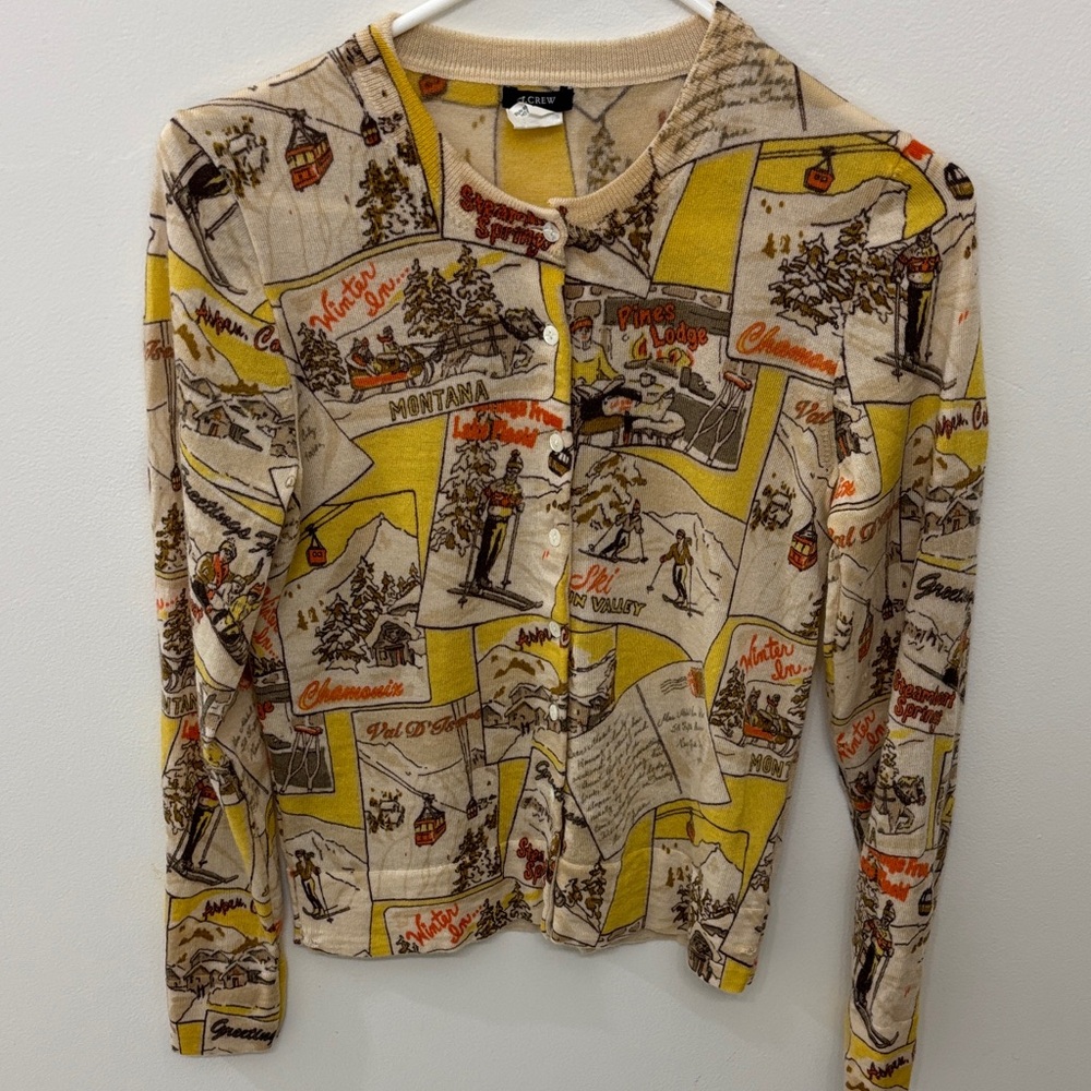 J. Crew Merino Wool Postcard Ski Cardigan